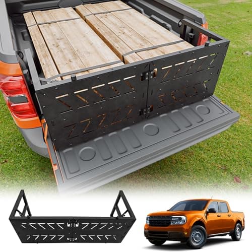 Maxzina Truck Bed Extender Compatible with 2022-2025 2026 Ford Maverick Flip-Over Pickup Bed Divider Aluminum Alloy Rotatable Tailgate Extension for 2024 Maverick Accessories (Upgraded)