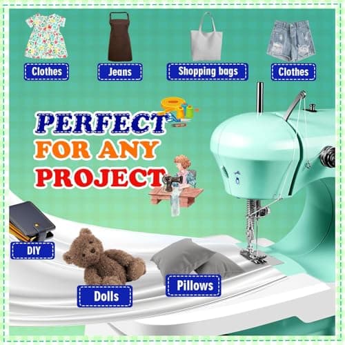 Sewing Machine, Mini Sewing Machines for Beginner with Eco-Friendly Material, Dual Speed Portable Sewing Machines with Extension Table, Light - Easy to Use, Best Gift for Kids & Women - Thumbnail 3