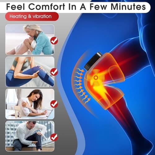 Cordless Heated Knee Massager with Vibration, FSA Eligible HSA Heated Knee Brace Wrap Heating Shoulder Brace for Knee Shoulder Elbow, Heating Pad with 6 Heating Levels, 3 Massage Modes & Timer (Grey) - Thumbnail 4