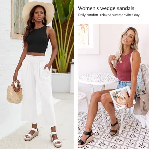 Vepose Women's White Pu Wedge Sandals Platform Espadrilles Open Toe Ankle Strap Comfortable Dressy Summer Shoes for Daily Travel Casual 881 Size 7 (CJY881 whitepu 07) - Thumbnail 2