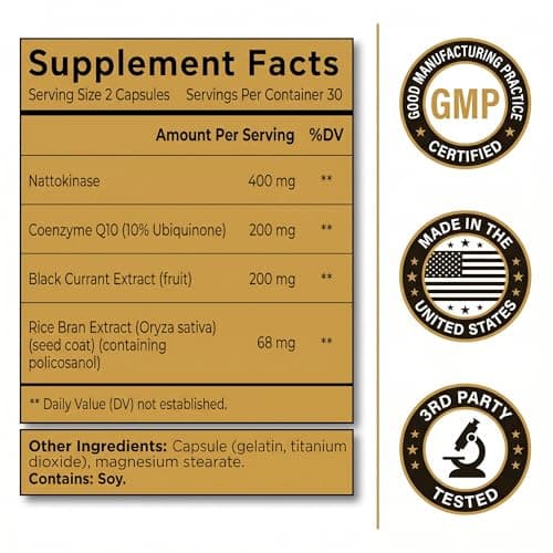 Joyung Nattokinase 8000FU - Cardiovascular & Blood Circulation Support Supplement - Includes Black Currant & CoQ10 for Heart Health & Vitality - Thumbnail 5