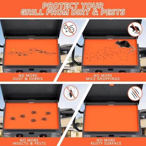 22" Silicone Griddle Mat Cover for Blackstone, Protect Your Blackstone from Dirt and Rust Throughout the Year, Waterproof and Insect-Proof Mattress Protector, Food Grade Silicone Grill Mat (Orange) - Thumbnail 3