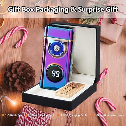 BABOBIU USB C Rechargeable Electric Lighter with Built-in LED Flashlight Windproof Arc Plasma Lighter for Candles Camping Fire BBQ Outdoor Indoor Use Men Fathers Husband (Multi) - Thumbnail 6