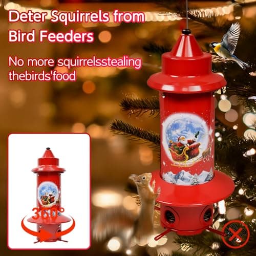 Squirrel Proof Bird Feeders, Long Lasting Bird Feeder for Outdoors, Reliable and Rust Resistant Metal Station for Prevents Squirrels from Stealing Food,5LB Large Capacity,Red - Thumbnail 2