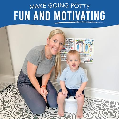 Hadley Designs Potty Training Chart for Toddlers Boys -10 Sticker Potty Chart for Toddlers Boys, 8.5x11" Potty Training Sticker Charts for Toilet Success, Cars Toddler Reward Chart for Kids - Thumbnail 6