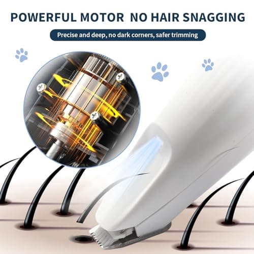 OttaFull Dog Paw Trimmer for Grooming with LED Light - Ultra Quiet Pet Hair Trimmer for Paw's Feet, Ears, Face, Eyes - Professional Electric Paw Trimmer for Dogs & Cats - Thumbnail 3