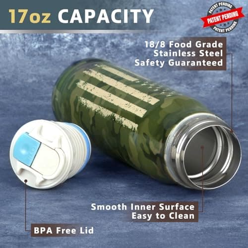 Birthday Gifts for Men Dad Him Adults Funny - 17 oz Camo Tumbler, Gifts for Man Who Have Everything - Unique Easter Anniversary Mens Presents for Boyfriend Husband - Camo Cup Green - Thumbnail 5