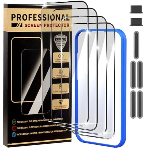 jpyyw 4 Pack for iPhone Air Screen Protector, Military-Grade Shatterproof, 9H Hardness, Full Coverage Tempered Glass for iPhone 17 Air-6.6 inch with Install Frame - Image 1