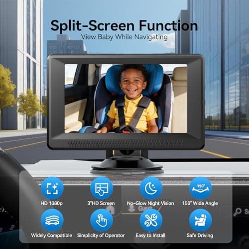 Baby Car Camera HD 1080P - Car Baby Monitor with Night Vision, Adjustable View Angle, Easy Installation, Anti-Glare Display, Rear Seat Monitoring for Kids & Infants - Thumbnail 6