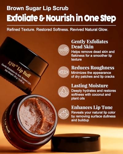 Triple-Action Lip Scrub - Brown Sugar, Coffee & Pearlite Exfoliator - Infused with Coconut & Botanical Oils for Nourishing Care of Dry, Cracked Lips - Vegan, Cruelty-Free - Thumbnail 4