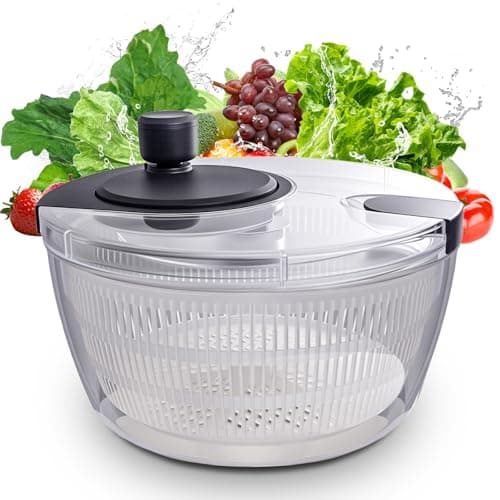 Salad Spinner Large, Fruit Washing Bowl with Strainer, Quick and Easy Use Lettuce Spinner, Fruits and Vegetables Washer, Lettuce Salad Dryer, Kitchen Essentials (4L/4.23Qt)