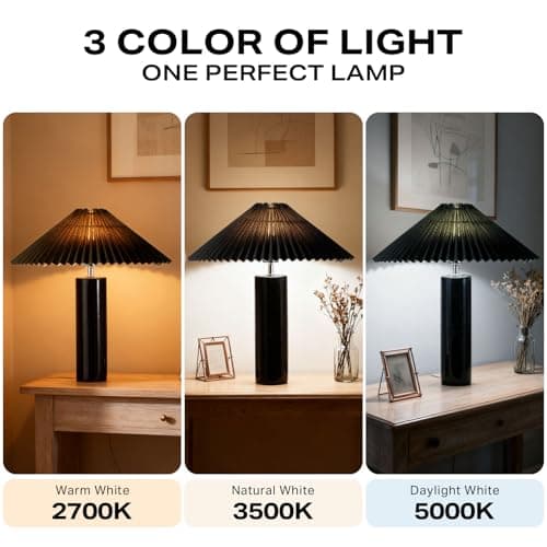 EOEYYOYB Ceramic Table Lamps for Bedroom Set of 2, Adjustable Shade Lamps for Night Stands, Modern Cylindrical Nightstand Table Lamps 5W E26 for Bedroom Bedside Buffet, Black - Thumbnail 4