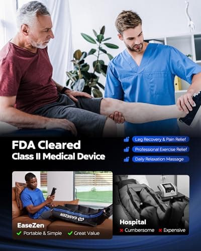 EaseZen Leg Compression Massager for Circulation and Pain Relief, Leg Recovery Compression System for Fast Recovery of Foot, Calf and Thigh, Relieve Edema, Reduce Muscle Fatigue - Thumbnail 3