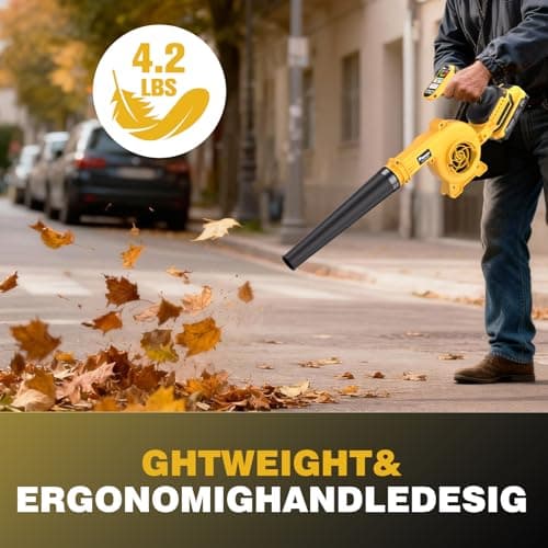 20V Cordless Leaf Blower with Battery & Charger - 4-Speed Electric Blower with 92CFM, Lightweight for Quick Yard Cleanup, Patio, Driveway & Dust Removal - Complete Lawn Care Blower Kit - Thumbnail 5