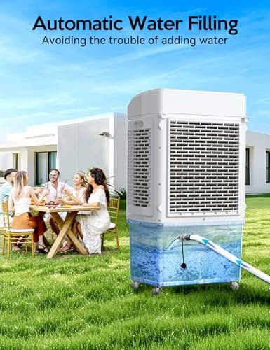 VAGKRI 35" Evaporative Air Cooler, 2800CFM Swamp Cooler, 120°Oscillation Air Cooler with Remote Control, 24H Timer, 3 Modes & Wind Speeds for Outdoor Indoor Use, 9.2Gallon - Thumbnail 4