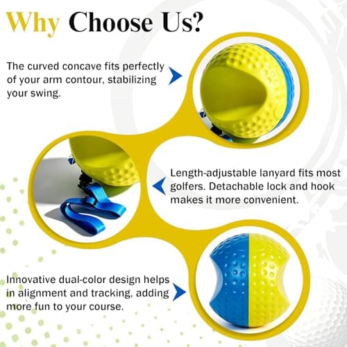 Golf Training Aid Ball and Armband, Golf Swing Trainer for Consistent Precise Swing, Fix Slicing, Scooping Chicken Wing, Golf Training Tool with Armband, Adjustable Lanyard, Storage Bag Golfer- Yellow - Thumbnail 6