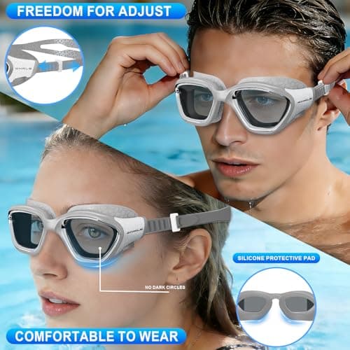 Whale Swim Goggles, HD Anti-Fog Goggles, Unisex | 100% UV Protection | Anti-Fog Design (Sea Salt Gray) - Thumbnail 5