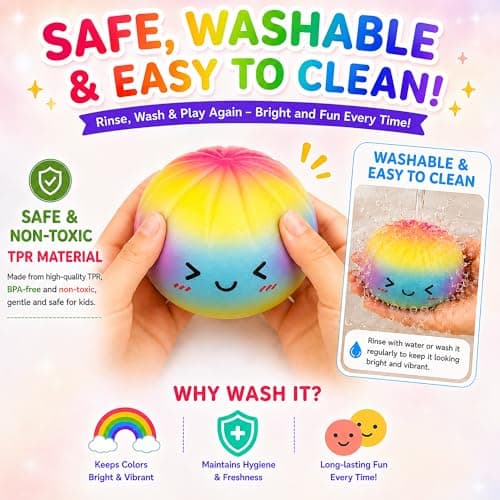 Rainbow Dumpling Squishies, Mystery Dumplings Squishies with Steamer Box, Colorful Bao Bun Squishys, Soft Squeeze Desk Toy, Fun Stress Relief Fidget Ball for Party Supplies Gift - Thumbnail 4