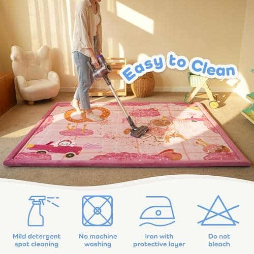 PaPaMat 1.5" Thick Educational Large Baby Floor Play Mat 79x118, Flannel Padded Memory Foam Kids Mat, Non-Slip Plush Playmat for Nursery Playroom Classroom (Gingerbread man) - Thumbnail 3