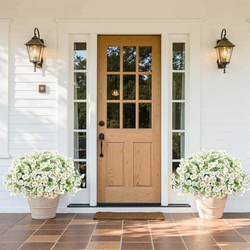 U'Artlines Artificial Flowers for Outdoors, 16 Bundles Fake Flowers Realistic Pansies Plants with Eucalyptus, UV Resistant Silk Flower for Outside Planter Porch Garden Patio - Thumbnail 2