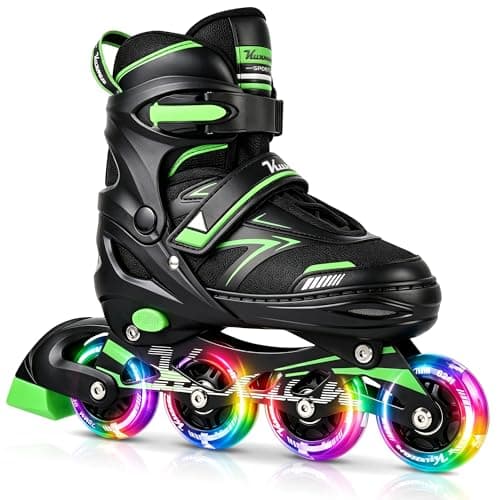 Kuxuan Adjustable Illuminating Inline Skates for Kids Ages 5-8 8-12, Fun Beginner Roller Skates Blades with Full Light Up Wheels, Outdoor Skates for Boys Girls Youth Adult - Image 1