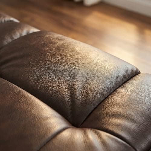 FUOROLA 3 Seater Manual Recliner Sofa, Brown, Bonded Leather, High-Density Foam, Solid Wood Frame, Reclining Couch for Living Room, Home Theater (Brown) - Thumbnail 6