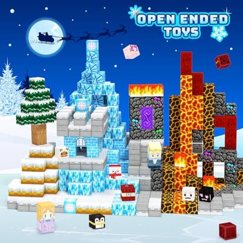 Titoclar Winter Christmas Magnetic Blocks for Kids Ages 3-10 - Magnetic Building Tiles - STEM Educational Sensory Toys for Kids Ages 3-5 4-8, Holiday Birthday Gift for Girls & Boys - Thumbnail 2