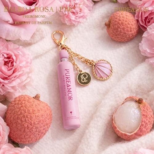 PUREAMOR Pheromone Perfume for Women, Balboa Rosa 2-Pack Keychain Perfume – Romantic Floral Scent with Rose, Lychee & Cashmere, Long Lasting Eau de Parfum, 0.07 oz / 2 ml Each - Thumbnail 4
