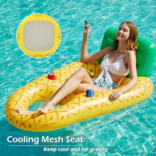 Jasonwell Inflatable Pool Float Adult - Pool Floaties Lounger Floats Raft Floating Chair Water Floaty for Swimming Pool Lake Lounge Float with Cup Holders Beach Pool Party Toys for Adults - Thumbnail 4