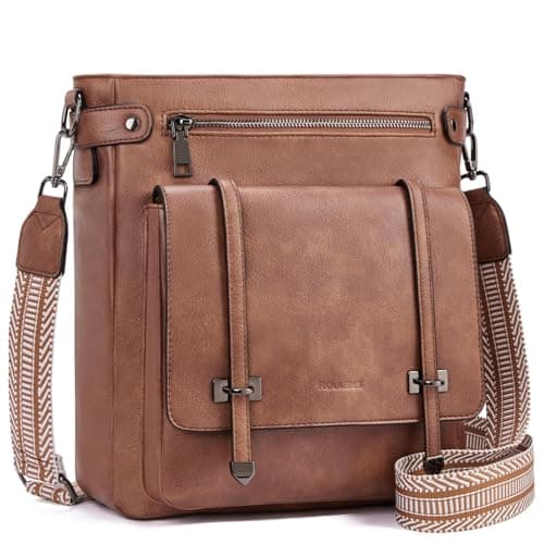 Roulens Crossbody Bags for Women,Multi Pocket Crossbody Purses Vegan Leather Shoulder Handbags Travel Purse Adjustable Strap - Image 1