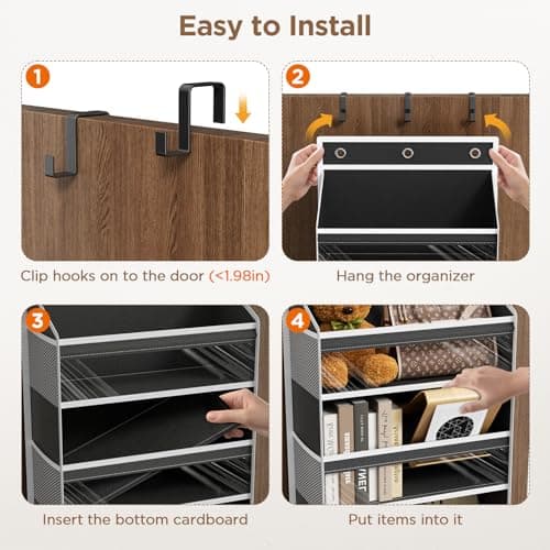Mefirt Over The Door Organizer, 8 Shelf Door Hanging Organizers with 8 Large Capacity Pockets, Back of Door Organizer Storage Hanging Shelves for Closet Bathroom Bedroom Nursery - Thumbnail 6