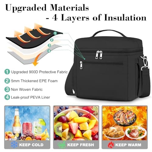 DALINDA Lunch Bag Women,Insulated Lunch Bags Cooler Bag Lunch Box Leak-Proof Lightweight for Picnic,Grocery,Beach,Camping,Travel,Work - Thumbnail 2