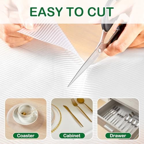 Drawer and Shelf Liner for Kitchen Cabinets, Non Adhesive Non Slip EVA Cabinet Liner Mat, Clear Waterproof Washable Cut to Size Shelf Liner for Pantry, Refrigerator, Desk and Storage, 12" x 120" - Thumbnail 5