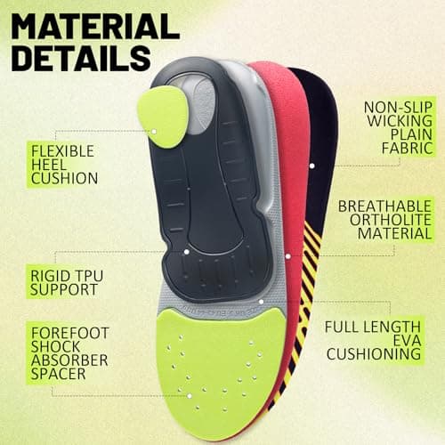 ARCHEPAID Heavy Duty Plantar Fasciitis Insoles 240+ LBS Arch Support Inserts for Women & Men Foot Pain Relief Shoe Insert Orthotic Comfort Insole, Sports Soft Work Boot Standing All Day Size 9 - Thumbnail 2