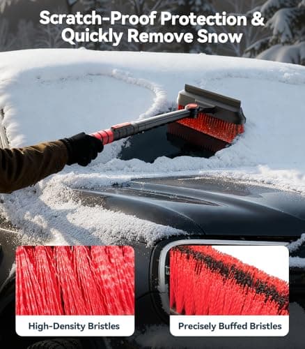 TrySpace All-Around High-Efficiency Cleaning 39 inch Extendable Snow Brush and Ice Scraper with Squeegee, Ice Scrapers for Car Windshield, Truck, SUV Snow Removal Tool, Winter Car Accessories - Thumbnail 4