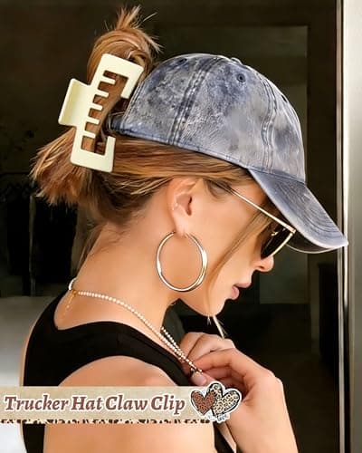 Hat-Friendly Claw Clips for Baseball Caps - 4 Pcs Trucker Hat Hair Clips for Women, Claw Clips for Thick Hair Hat Hairstyles, Gifts Hair Accessories - Thumbnail 5