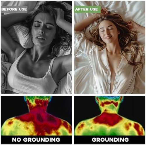 Grounding Sheet King,6% Pure Silver Fiber 94% Cotton Connected Earth Energy, Grounding Bed Sheets 18" Deep Pocket with Grounding Cord Enhances Energy and Well-Being(78"x 80" White) - Thumbnail 3