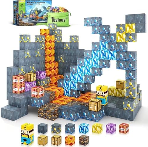 Magnetic Blocks-Build Mine Magnet World Sword Edition Mine Sword Caverns Magnet Building Craft Toddler Toys for Boys & Girls Age 3-4 4-5 6-8, Sensory Montessori Toys for Kids for 3+ - Image 1