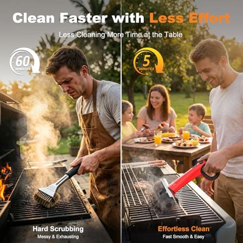 NeatLt Electric Grill Brush for Outdoor Grill, Cordless BBQ Grill Cleaner with Dual Rotating Heads, 450 RPM Motorized Grill Cleaning Brush with Forward & Reverse, 6-Piece Replaceable Brush Set - Thumbnail 4