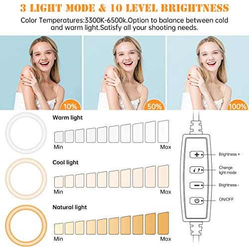 8 inch Desk Ring Light with Stand, Adjustable Zoom Lighting for Computer, Circle Light for Video Conference, Zoom Calls, Virtual Meeting, Video Recording, Streaming, Podcast - Thumbnail 6
