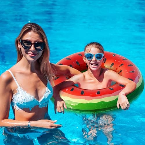 Jasonwell Inflatable Pool Floats Kids - 3 Pack Floaties Pool Tubes Swim Rings Fruit Water Floaty Watermelon Kiwi Orange Inflatable Pool Toys Float for Swimming Pool Party Lake Beach Kids Adults - Thumbnail 2