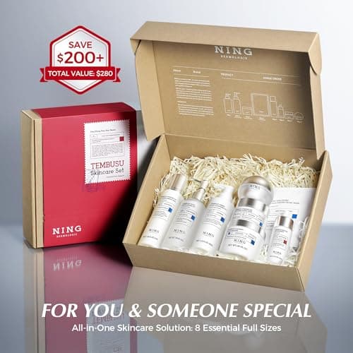 NING DERMOLOGIE Skin Care Set: 8-Step Tembusu Essence Skincare Kit, Cleansing Hydrating Moisturizing Anti-Aging Gift Sets for Women – Complete Daily Routine for Sensitive, Dry, Oily & Aging Skin - Thumbnail 2