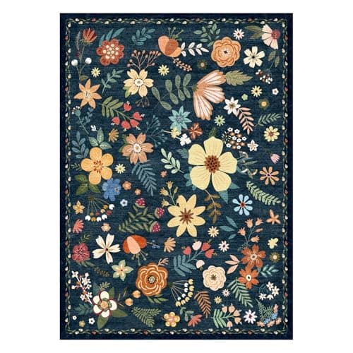 HiChiclife Runner Rug, Floral Rug, Long Rug for Hallway Kitchen,2'x 8',Blue - Thumbnail 2