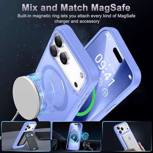 Newfuture Magnetic for iPhone 17 Pro Max Case [Compatible with Magsafe] [Military Grade Drop Protection] Translucent Matte Anti-Scratch Shockproof Protective Phone Cover 6.9 Inch, Light Purple - Thumbnail 2