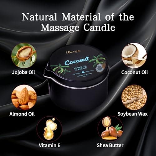 Massage Oil Candle 3 Pack,Coconut Oil Based-Daily Moisturizing Body Oil Relaxing-Natural Therapy Oil Scented Candle-6.9OZ (Coconut, Tobacco Vanilla, Thyme & White Tea) - Thumbnail 2
