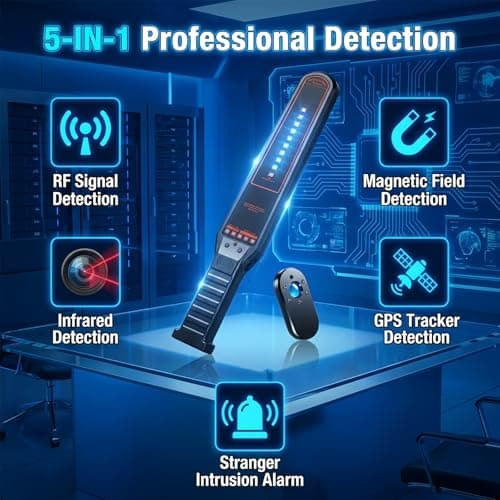 Hidden Camera Detector & GPS Tracker Finder – RF Signal Scanner with Magnetic Field Detection, Infrared Camera Lens Finder, Stranger Intrusion Alarm, Portable Anti Spy Device for Home, Hotel & Travel - Thumbnail 2