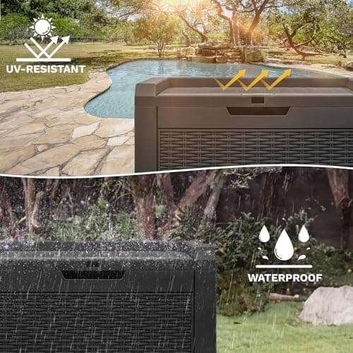 DWVO 32 Gallon Resin Storage Box, Indoor Outdoor Deck Box for Package Delivery, Patio Cushions, Gardening Tools, Lockable, Waterproof - Thumbnail 3