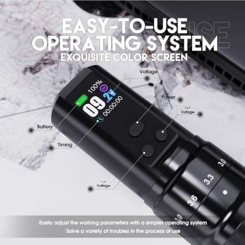 Mast Tattoo Fold2 Pro Cordless Tattoo Gun Kit 2000mAh Battery for Long Runtime & 1500mAh Lightweight Batteries 7 Adjustable Stroke 2.4-4.2mm Mcore-C1 Motor Cartridges Machine - Thumbnail 6