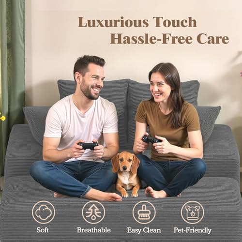 smilesun Luxe Chaise Lounge Chair Indoor with Ottoman, Comfy Faux Fur Plush Oversized Lounge Sofa with 2 Pillows, 64" Modern Upholstered Sleeper Couch Bed for Bedroom (Grey, 57 in) - Thumbnail 3