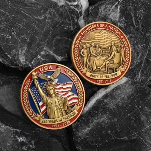 250th Anniversary USA Challenge Coin – Statue of Liberty Freedom Coin, 1776–2026 America 250 Years of Freedom Commemorative Coin,Honoring 250 Years of American Freedom - Thumbnail 4